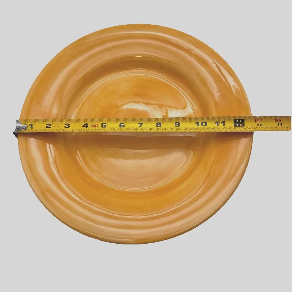 España Hand Painted Pasta‎ Bowls Set 4 Large 13” Orange Rustic Tabletops Unlimit